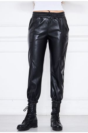 Kadın Deri Bel Lastikli Jogger Pantolon
