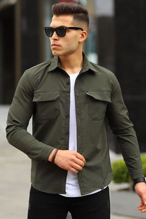 Erkek Paraşüt Kumaş Rahat Kalıp Gömlek