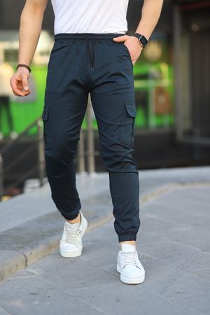 Erkek Slim Fit Beli Ve Paçası Lastikli Kargo Cep Pantolon