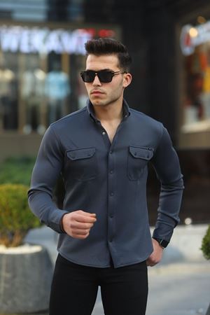 Erkek Slim Fit Scuba Gömlek