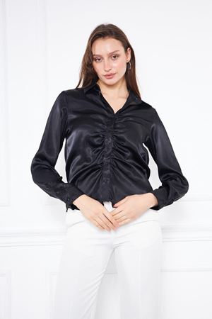 Kadın Büzgülü Saten Gömlek