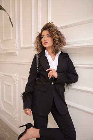 Kadın Manşet Püsküllü Ceket Pantolon Takım