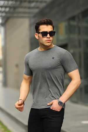 Erkek H Nakış Desenli Oversize Tshirt