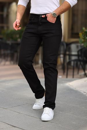 Erkek Yüksel Bel Bol Kesim Boru Paça Kot Pantolon Regular Fit Jean