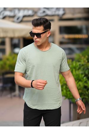 Erkek Oval Kesim Slim Fit Pis Yaka Salaş T- Shirt