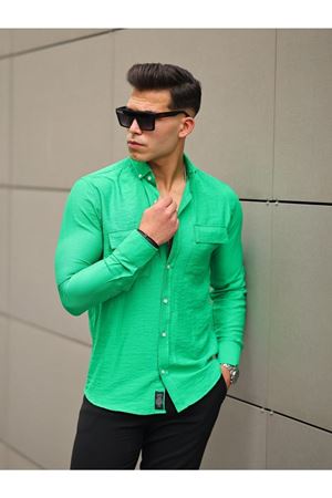 Erkek A Kalite Keten Slim Fit Uzun Kol Çift Kapaklı Gömlek