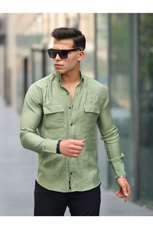 Erkek A Kalite Keten Slim Fit Uzun Kol Çift Kapaklı Gömlek