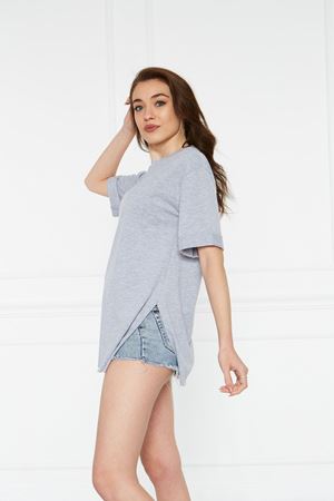 Kadın Kol Katlı Yırtmaçlı Salaş Oversize Tshirt