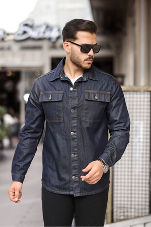 Erkek Oversize Geniş Kesim Çift Cep Denim Ceket