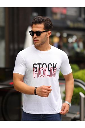 Stockholm Baskılı Sıfır Yaka T-Shirt