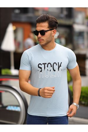 Stockholm Baskılı Sıfır Yaka T-Shirt