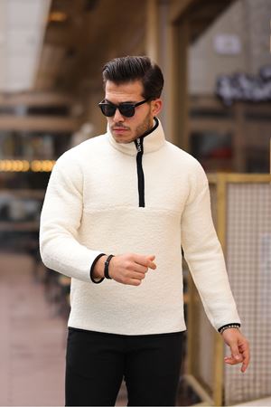 Yarım Fermuarlı Peluş Sweatshirt