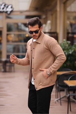 Çıtçıtlı Cepli İçi Şardonlu Sweatshirt Hırka