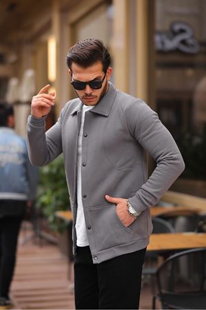 Çıtçıtlı Cepli İçi Şardonlu Sweatshirt Hırka