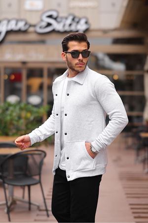 Çıtçıtlı Cepli İçi Şardonlu Sweatshirt Hırka