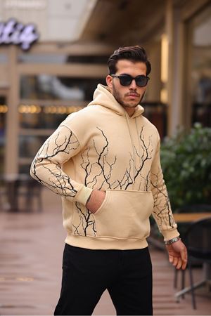 ŞİMŞEK DESENLİ KAPÜŞONLU SWEATSHİRT