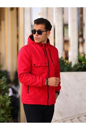 Erkek Içi Kürklü Suya Dayanıklı Körük Cep Kapüşonlu Cepli Yağmurluk