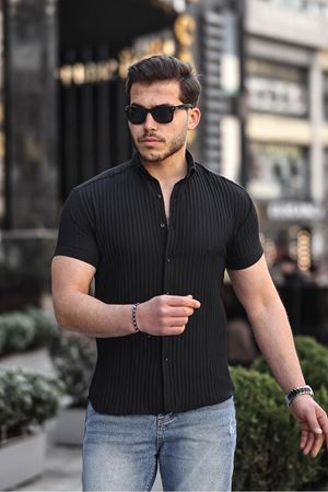 Erkek Kendinden Çizgi Desenli Gömlek