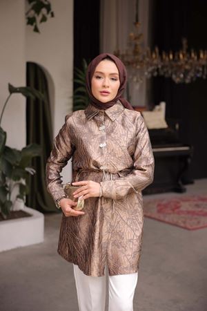 Jakarlı Beli Lastikli Tonik Ceket