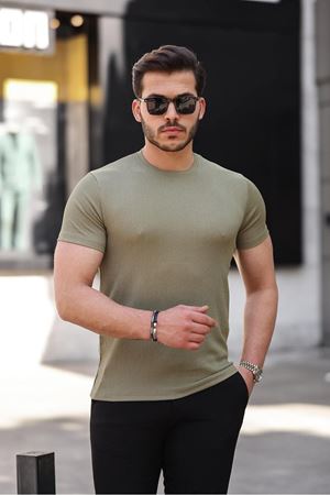 Erkek Bisiklet Yaka Örme Tişört