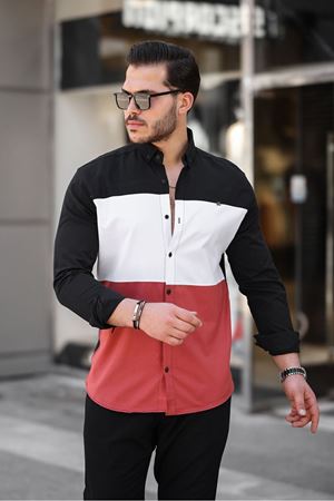 Üç Renk Slim Fit Likralı Kot Gömlek