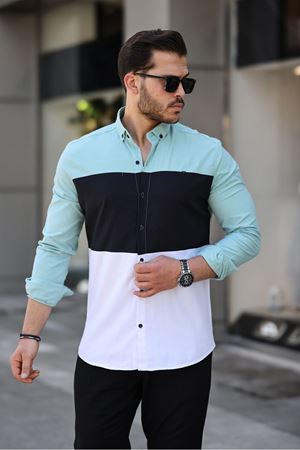 Üç Renk Slim Fit Likralı Kot Gömlek