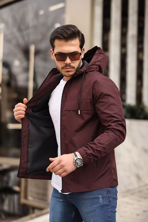 Erkek Içi Astarlı Suya Dayanıklı Kapüşonlu Cepli Yağmurluk