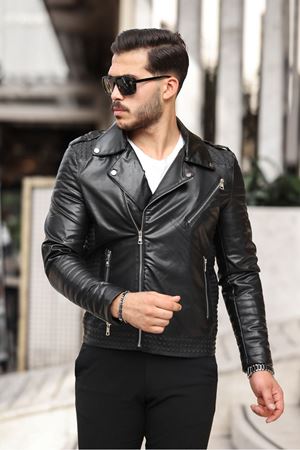 Çapraz Fermuar Erkek Deri Ceket