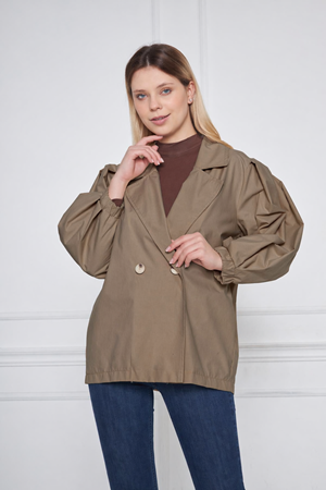 Kadın A KALİTE Astarlı Su İtici Basic Kısa Trençkot