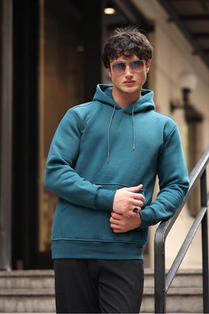 Üç İplik Şardonlu Kanguru Cep Sweatshirt