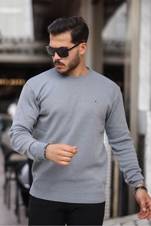 Erkek Sıfır Yaka Pamuklu Triko Kazak