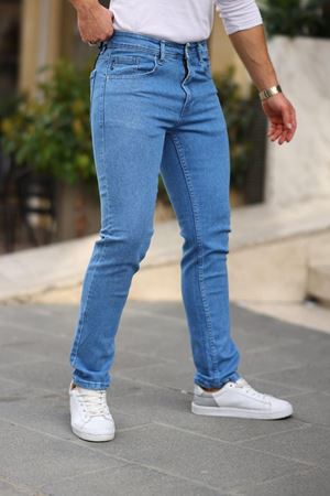 Erkek Yüksel Bel Bol Kesim Boru Paça Kot Pantolon Regular Fit Jean