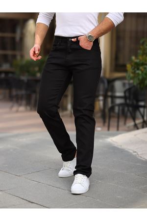 Erkek Yüksel Bel Bol Kesim Boru Paça Kot Pantolon Regular Fit Jean