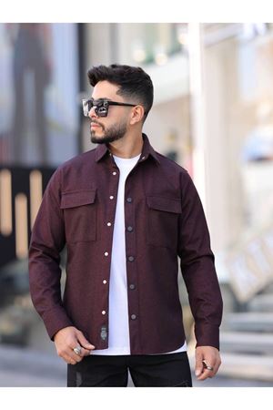 Erkek Kaplamalı Yün Effectli Örme Gömlek