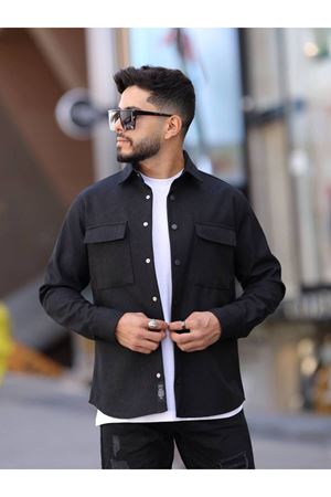 Erkek Kaplamalı Yün Effectli Örme Gömlek
