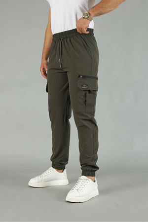 Erkek Kargo Cepli Fermuar Detaylı Jogger Haki Paraşüt Pantolon