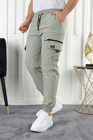Paraşüt Kumaş Lastik Paça Kargo Cepli Fermuar Detaylı Dar Kesim Jogger Pantolon