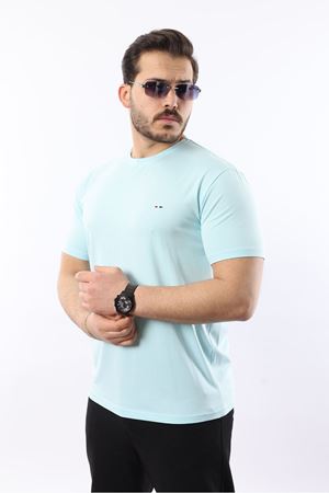 Erkek Kısa Kol Yazlık Bisiklet Yaka Dar Mint Tişört