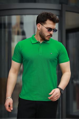 Erkek Kıvrılmaz Polo Yaka Cepsiz Slim Fit Dar Kesim T-Shirt