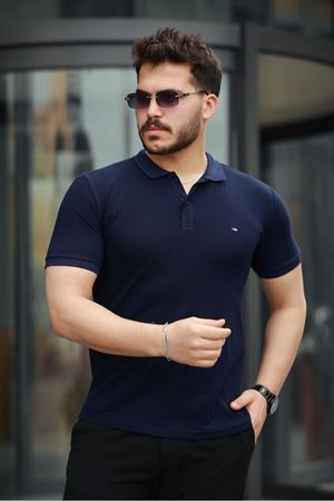 Erkek Kıvrılmaz Polo Yaka Cepsiz Slim Fit Dar Kesim T-Shirt