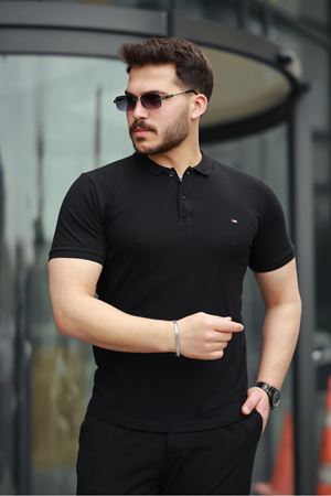 Erkek Kıvrılmaz Polo Yaka Cepsiz Slim Fit Dar Kesim T-Shirt