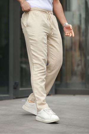 Keten Bağcıklı Jogger Pantolon