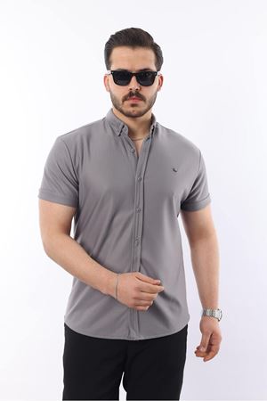 Erkek Kısa Kollu Slim Fit Yazlık Basic Şık Gömlek