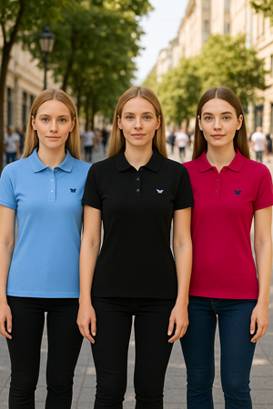 Kadın Yazlık 3Lü Paket Kısa Kol Dar Polo Yaka Tişört