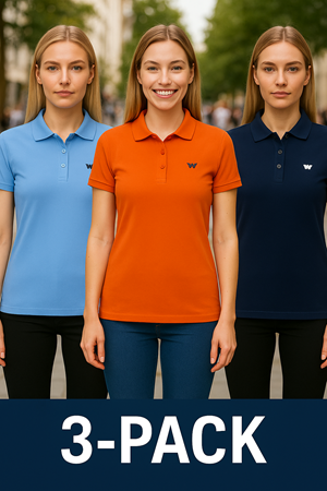 Kadın Armalı 3 Lü Paket Yazlık Dar Polo Yaka Tişört