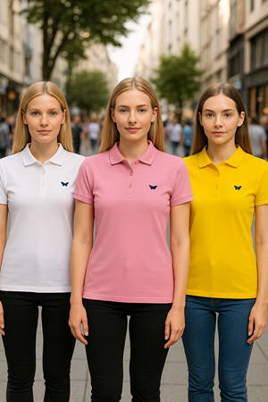 Kadın 3 Lü Paket Basic Armalı Düz Polo Yaka Tişört