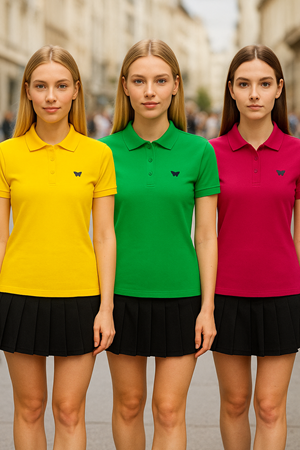 Kadın 3 Lü Paket Arma Kısa Kol Dar Polo Yaka Tişört