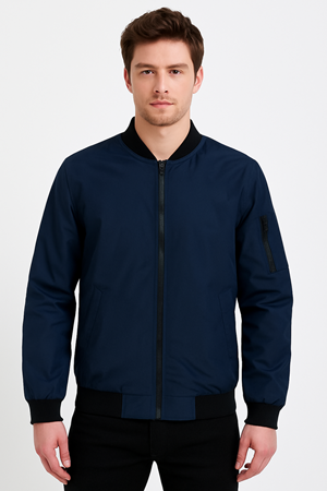 Erkek Fermuarlı Lacivert Kolej Rüzgarlık & Yağmurluk