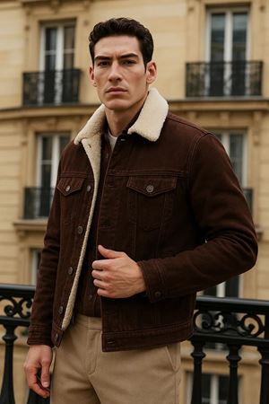 Erkek Kışlık Günlük İçi Peluş Kürk K.Kahve Kot Ceket