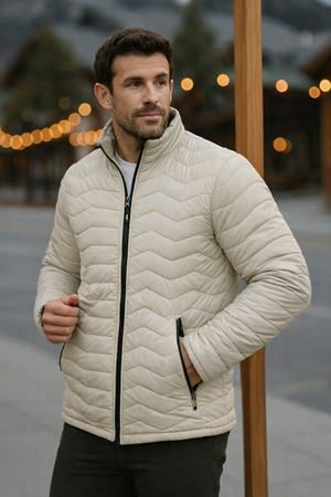 Erkek Trend Premium Krem Şişme Mont